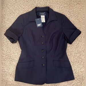 NEW American Airlines by Lands End Navy Blue Short Sleeve Blazer Size 6 Polo-Tex